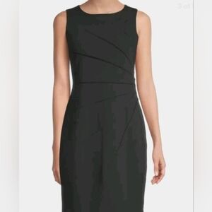 CALVIN KLEIN Woman's Slimming Side Pleated Sleeveless Pencil Dress Size 6 Black